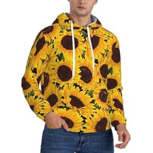 TTIGLHOH Gele zonnebloemen Winter Hoodies Voor Mannen Fleece Gevoerde Sherpa Trui Kangoeroe Pocket Comfort Fit, Winter Sweatshirt, Zwart, M