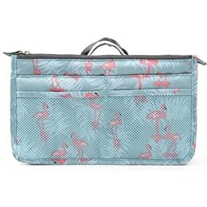 YAOYA Cosmetische tas met grote capaciteit cosmetische opbergtas nylon reisinzet organizer handtas tas make-up tas beauty tas (kleur: blauwe flamingo)