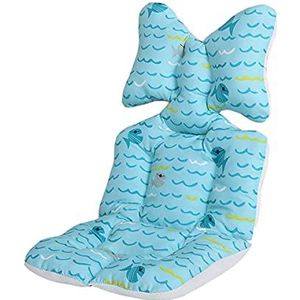 Blue Fish Baby Head Body Support voor kinderwagen, autostoel - Zachte Baby Car Seat Inserts, Comfortabel Baby Body Kussen voor Autostoel, Kinderstoel, Babydrager