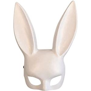 BOICXM Konijnmasker, 14 x 7 inch wit konijnmasker voor dames, maskerade, konijnenmasker, lange oren, konijnenkonijn, feestmasker voor Halloween paasavond party kostuum accessoire