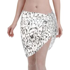 Stijlvolle menigte pinguïns patroon print elegante strand wrap, bikini cover-up, badmode jurk, voor vrouwen, perfect voor zwembad en resort zwart, Zwart, one size