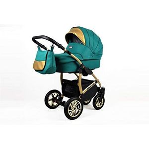 Kinderwagen 3in1 Set Isofix Buggy Baby Autostoeltje Gold-Deluxe by SaintBaby Ocean Green 3in1 met autostoeltje