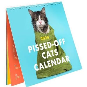 2024 Pissed-Off Cats Calendar - 1 stuks grappige kattenwandkalender, creatieve kalender voor katten hangende kalender, pissed off cat kalender, draagbare maandelijkse kalender planningskalender voor