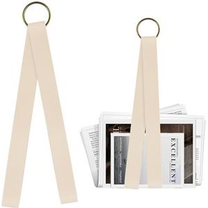 momgyaamz Wandgemonteerde tijdschriftenhouder, wandhouder voor documenten, tijdschriften en brochures, tijdschriftenhouder om op te hangen, leer, beige, 1 stuk