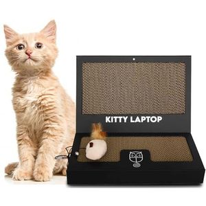 Kitty Laptop - Katten Laptop Krabpaal Speelgoed met Interactieve Pluche Muis met Kattenkruid Catnip - Krabpaal Krabmeubel - Katten Computer Speelgoed met 50 Stickers