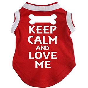 Petitebelle Keep Clam and Love Me Rood Wit Katoen T-shirt Hond Jurk, Small, Rood