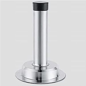 Deurstopper zonder boren/schroeven, deurstopper aan de muur, deurstopper van roestvrij staal, lang met geluidsabsorberende rubberen punt (grijs, 60 mm)