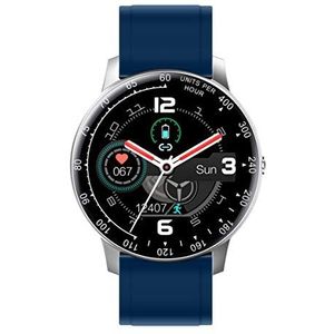 Radiant Smartwatch, collectie Times Square, zilverkleurig, met blauwe siliconen armband en zilveren stalen armband, IP67, 44 mm, referentie RAS20403.