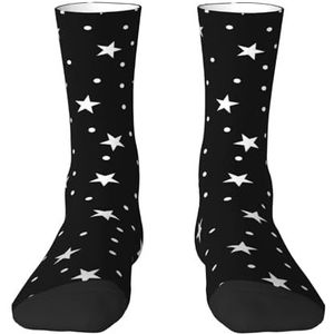 Zwart-witte stippen en ster, compressiesokken, crew-sokken, casual sokken voor volwassenen, sportsokken