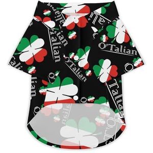 O'Talian Ierse klavertje met 4 bladeren Italiaanse vlag hond Hawaiiaanse shirts bedrukt T-shirt strand shirt huisdier kleding outfit tops S