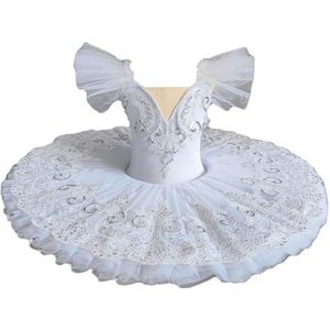 Wit Professioneel Ballet Tutu, Kinderen Meisjes Volwassenen Pannenkoek Tutu Dans Ballet Kostuum Ballerina Balletjurk Feestjurk Danskleding,Wit,140