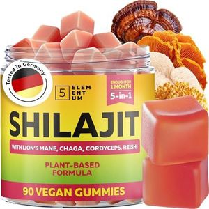 Originele Shilajit Gummies 2200 mg - 90 stuks Premium Shilajit Gummies met leeuwenmanen, Reishi, Chaga & Cordyceps - Shilajit uit de Himalaja voor energie en vitaliteit met het aroma van watermeloen