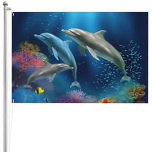 Onderwater dolfijnen koraal vis vlag 1,2 x 1,8 m outdoor vlaggen dubbelzijdige tuin vlag party banner voor muurkunst binnen buiten decoratie