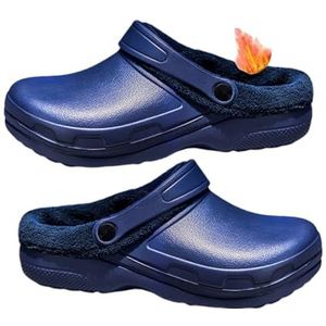 Warme Winterkoksschoenen Voor Heren, Instappers Voor De Winter Warme Zachte Voering Antislip En Waterdichte Werkschoenen Voor Chef-koks, Antislipband Verstelbare Oliebestendige Tuinklomp(Blue,48 EU)