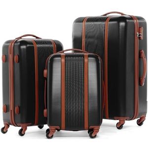 FERGÉ 3-delige koffer-set Reisbagage MILANO premium harde spinner premium bagage-koffer zwart
