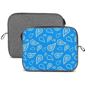 Blauwe Paisley Laptop Sleeve Case Beschermende Notebook Draagtas Reizen Aktetas 13 inch