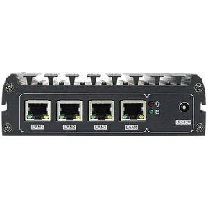 HSIPC Upgrated J4125 Quad Core Firewall Micro Appliance, Mini PC, Nano PC, Router PC met 8G RAM emmc 16G+msata 64G, 4 RJ45 2.5GBE Console AES-NI Compatibel met Pfsense OPNsense