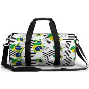 Braziliaanse En Zwarte Amerikaanse Vlag Grote Gym Bag Lichtgewicht Carry On Plunjezak Met Compartimenten Tote Bag Travel