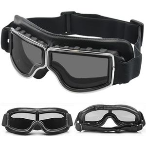 SPORWAY Motorbril, helmbril, retro vliegeniersbril, motorfiets, motorcross, winddicht, motorbril, zonnebril, vintage motorfietsbril voor ATV, fiets, motorcross