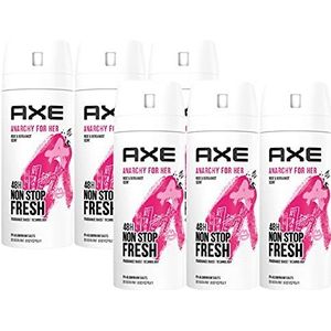 AXE Deo Anarchy for Her Deospray bodyspray zonder aluminiumzouten, deodorant, vrouwendeo bestrijdt geurvormende bacteriën en bindt onaangename geuren (6 producten)