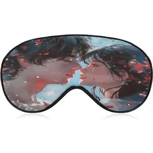 Slaapmasker, oogmasker voor dames en heren, oogmaskers voor slaap, anime-stijl, paar bedrukt, voor reizen en slapen, lichtgewicht, verstelbare schouderbanden