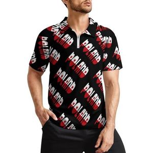 Polen vlag kunst print heren golf poloshirts klassieke pasvorm korte mouw T-shirt gedrukt casual sportkleding top XL