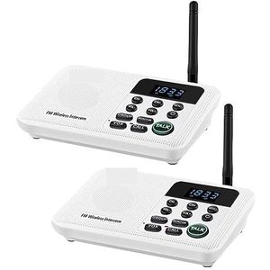 Walkie-talkie, 22-Kanaals FM Draadloze Intercoms Thuis Huis Zakelijk Kantoren Kamer naar kamer Bellen & Talking System 1 mijl lange afstand(2 Unit White)