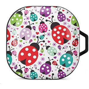 Kleurrijk lieveheersbeestje oordopjes hoesje compatibel met Samsung hard shell beschermhoes zwart-stijl