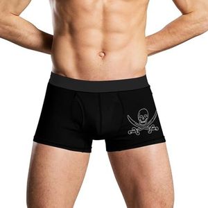 Skull Swords Piraat herenondergoed, ademende boxershort, zachte onderbroek XL