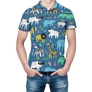 Afrikaanse dieren heren shirt met korte mouwen golfshirts regular fit tennis T-shirt casual business tops