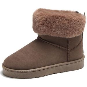 Sneeuwlaarzen voor Dames Winterlaarzen voor Warm Faux Fur Gevoerde Winterschoenen voor Comfortabele Platte Outdoor Anti-slip Laarzen Schoenen,Bruin,Maat:37 EU