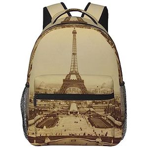 BTCOWZRV EiffeltorenReisrugzakken voor dames en heren, lichtgewicht canvas dagrugzak, gepersonaliseerde laptoptas, Eiffeltoren 1, One Size