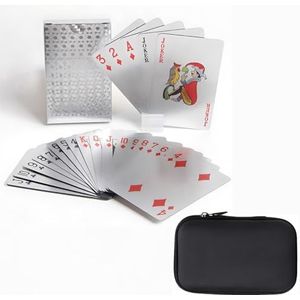 Kaartspel voor Volwassenen Waterdichte Speelkaarten met Opbergtas Zwart Standaard Poker 1 Pack voor Spellen en Feesten L