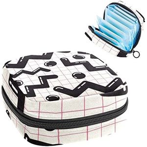 Periode Pouch Draagbare Tampon Opbergtas,Tampon Houder voor Portemonnee Vrouwelijke Product Organizer, vrije hand mode scrawl patroon, Meerkleurig, 4.7x6.6x6.6 in/12x17x17 cm