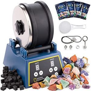 NATIONAL GEOGRAPHIC Stenenpolijstset – Extra Grote Tumbler van 1,36 kg met 3 Snelheden & Timer, Edelstenen Polijsten, Grit & Accessoires, Wetenschapsspeelgoed voor Kinderen & Volwassenen