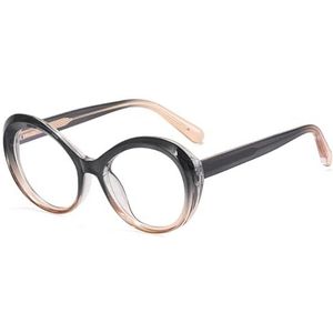moomoobird Blauw lichtblokkerende bril, ovaal, retro, TR90, rond, brilmontuur voor dames, Grijs Bruin Frame