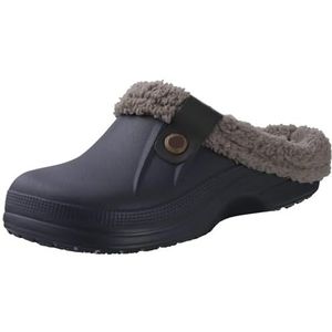 Winter Klompen Slippers Mannen Waterdichte Tuinschoenen Thuis Bont Klompen Zachte Pluche Slippers Slaapkamer Fuzzy Schoenen Indoor Outdoor, Grijs, 40-41(9.6-9.8 inch)