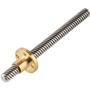 Accessoires voor 3D-printer, T8-spindel, trapeziumvormige schroefdraadschroef + moer T8, stap 2 mm, schroefdraad 8 mm, roestvrij staal, voor stappenmotor (100 mm)