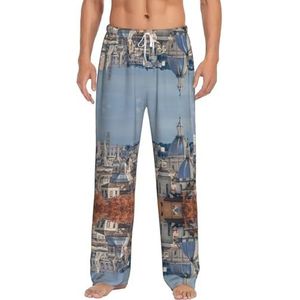 Park Lange loungewear voor heren, nachtkleding, pyjamabroek, nachtkleding met zakken en trekkoord, Wit, S