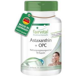 Fairvital Astaxanthine + OPC - 90 capsules - met OPC, astaxanthine, acerola met vitamine C, nicotinamide (vitamine B3) en vitamine E - op kwaliteit getest en hoog gedoseerd - 100% veganistisch - Made