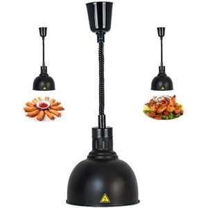 Voedselwarmtelamp Telescopische lamp Voedselwarmerlamp Hangende barbecue Verwarming Kroonluchter 250W lamp Geschikt for keuken, restaurant (Color : Black)