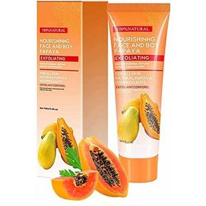 Papaya Peeling Scrub Cream, 100ml Skin Whitening Natural Cream, Brightening Face Sproeten Remover Cream, Peeling Scrub met papaya-extract voor gezicht en lichaam Voor vrouwen Meisjes