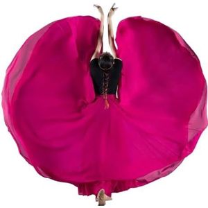 Flamencorok for vrouwen, 720 graden, volle cirkelvormige swingrok, Spaans danskostuum, volwassen, vloeiende, geplooide gelaagde rok for optredens, Halloweenfeest, rode krijtthema-outfit(Rose red_M)