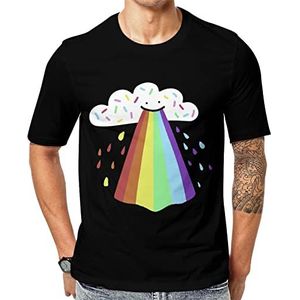 Rainbow Blast T-shirt met korte mouwen voor heren, ronde hals, casual T-shirt, tops, 2XL
