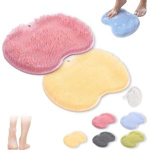 Rufenpurify Siliconen douchevoetschrobbermat, Solespa handsfree siliconen voetschrobbermat, Shopellox voetschrobbers met antislip zuignappen en afvoergaten, gemakkelijk schoon te maken (2 stuks I)