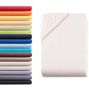 Hometex Premium Textiles Hoeslaken tot 23 cm hoogte, bedlaken jersey van 100% katoen, Oeko-Tex®-standaard 100, vele maten en kleuren verkrijgbaar, natuur, 140-160 x 200 cm