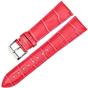 YingYou Mode Echt Lederen Horloge Band 12/14/16/17/18/19/20/22mm Horlogebanden Riem Armband Geel Blauw Roze Rood Vrouwen Horloge Band (Color : Rose-Red, Size : 19mm)