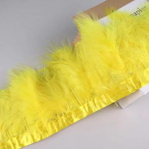 10 meter verenrand lint kalkoenveren versieringen voor bruiloft veren jurk voor decoratie naaien ambachten -geel-10 meter