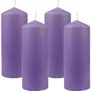Bestgoodies Waskaarsen (4-delige verpakking) paarse stompkaarsen Ø6 cm x 13,5 cm - kaars in vele kleuren, lange brandduur - gemaakt in de EU - kaarsen blokkaarsen