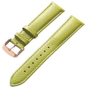 LQXHZ Litchi Patroon Zacht Leer Lederen Band Heren Dames 16mm18mm20mm22mm Horlogeband Accessoires (Color : Light green rose, Size : 17mm)